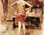 约翰 辛格 萨金特 : Interior with Standing Figure